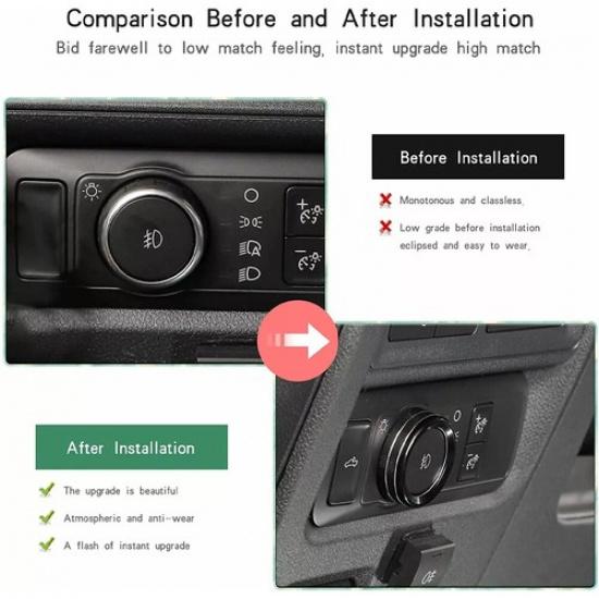 Air Conditioner Headlight 4WD Trailer Switch Knob Cover for Ford F150 2021+Black