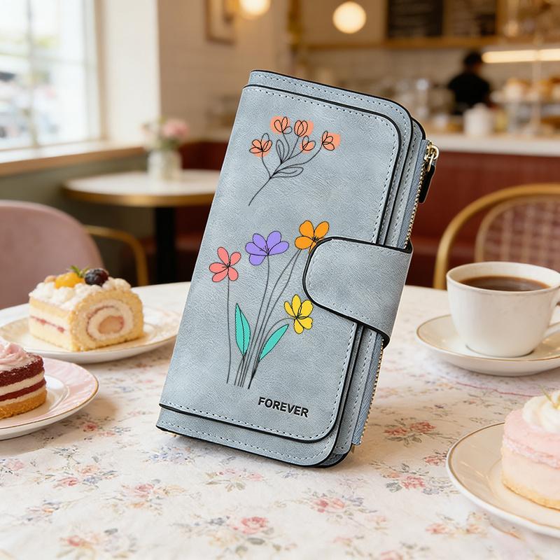 Women's Long Wallet with Floral Design 1 Piece Multi - functional Snap Coin Purse Portable Wallet for Daily Commute Outdoor Travel Home Use Birthday