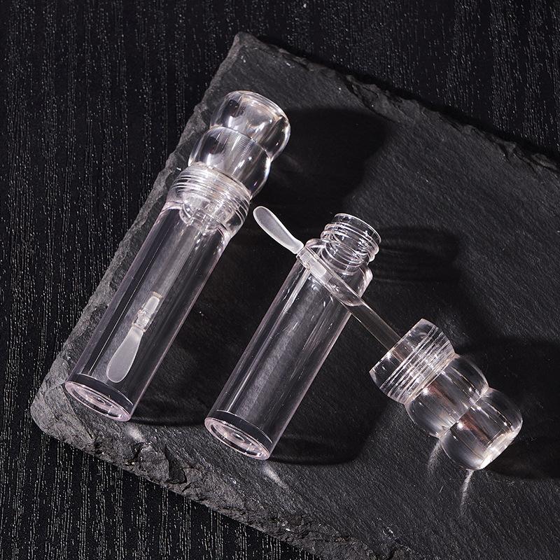 Empty 3.5Ml Transparent Lipgloss Tubes With Silicone Brush Round Cosmetic Lipgloss Tube Clear Lip Balm Bottle Refillable