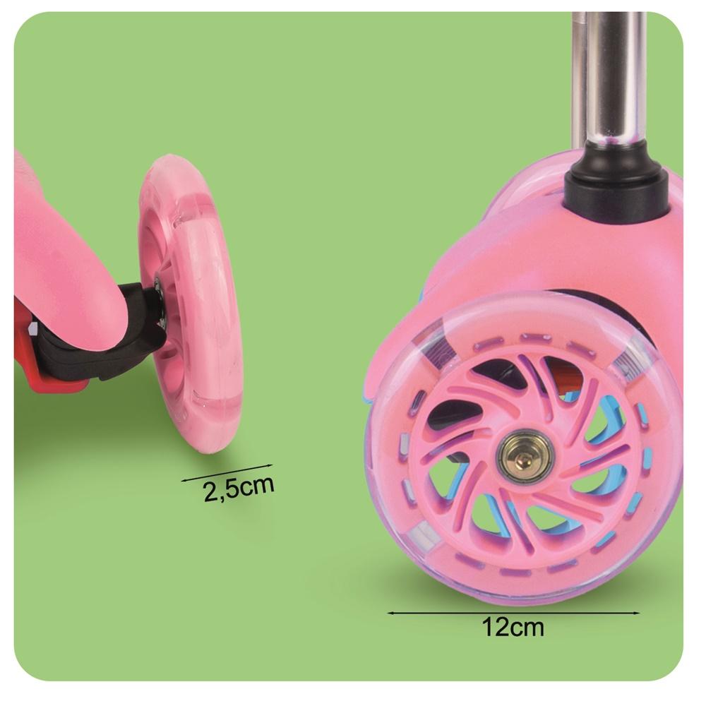 Pink Adjustable Three-Wheel LED Light-Up Kids Scooter