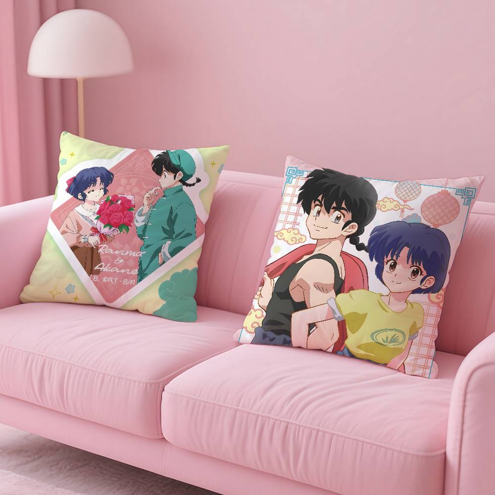 Anime R-Ranma Pillow Case Safe Custom Photo Pillow, Anti-fade Brushed Fleece Cushion, Maternal & Infant Safe.
