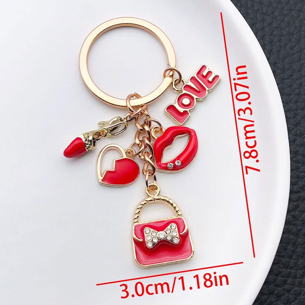 Red Heart & Lips Cartoon Bag Pendant Keychain