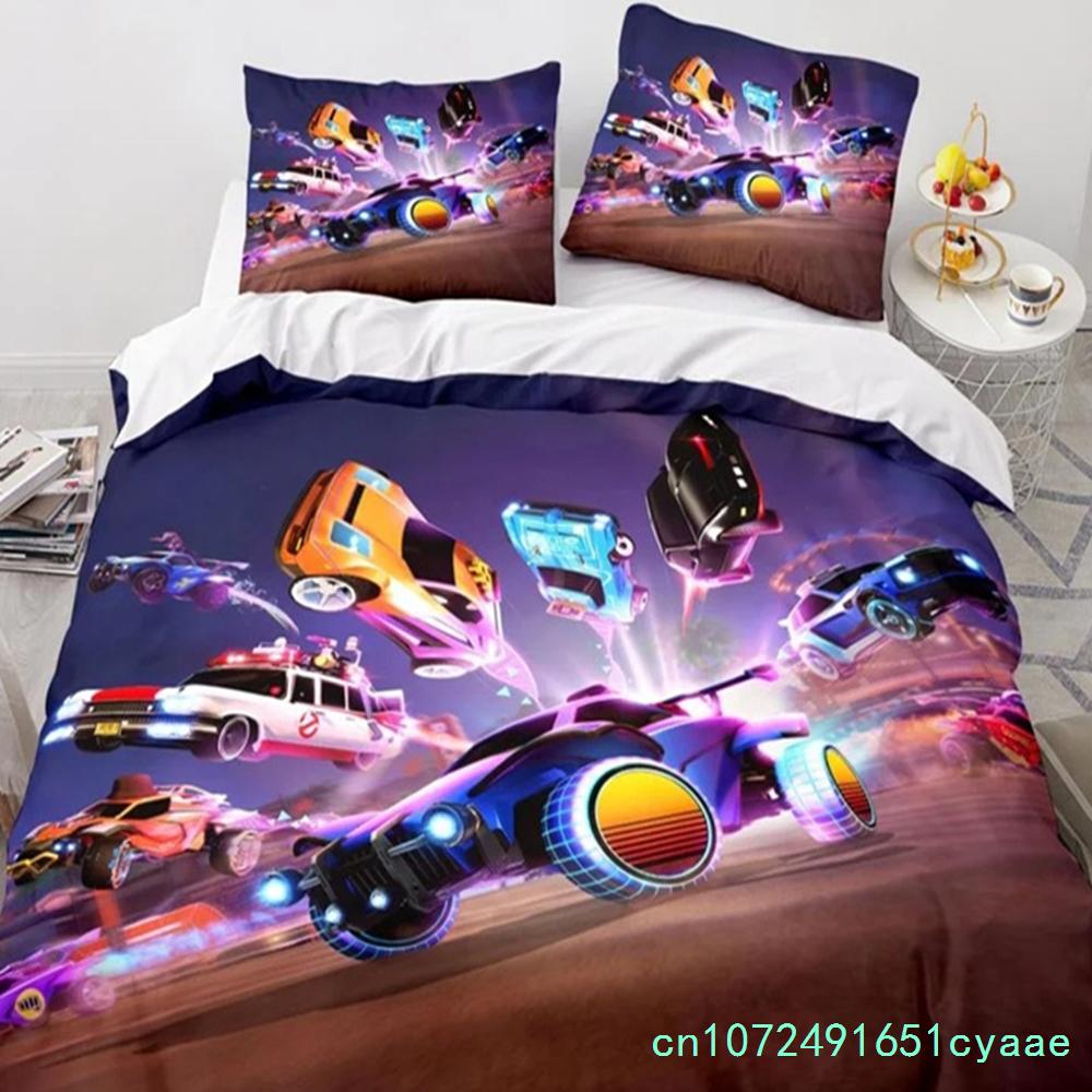 Yeni Rocket League Yatak Takımı Yatak Örtüsü Tek Kişilik İki Kişilik Çift Kişilik Kraliçe King Boy Araba Rocket League Yatak Takımı Yetişkin Yatak Odası Yorgan Kılıfı