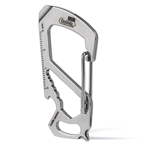 KeyUnity KS00 Multi-Tool Carabiner Keychain [Ruler, Bottle Opener, Screwdriver, Spanner] Multifunctional, Lightweight, Stylish EDC Tool, Stainless Ste