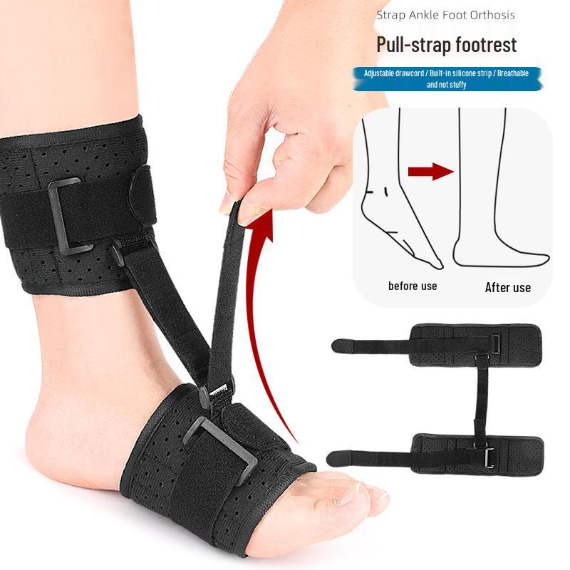 Adjustable Black Foot Brace: Breathable Support for Ankle Roll, Plantar Fasciitis, Foot Drop & Stabilization Training