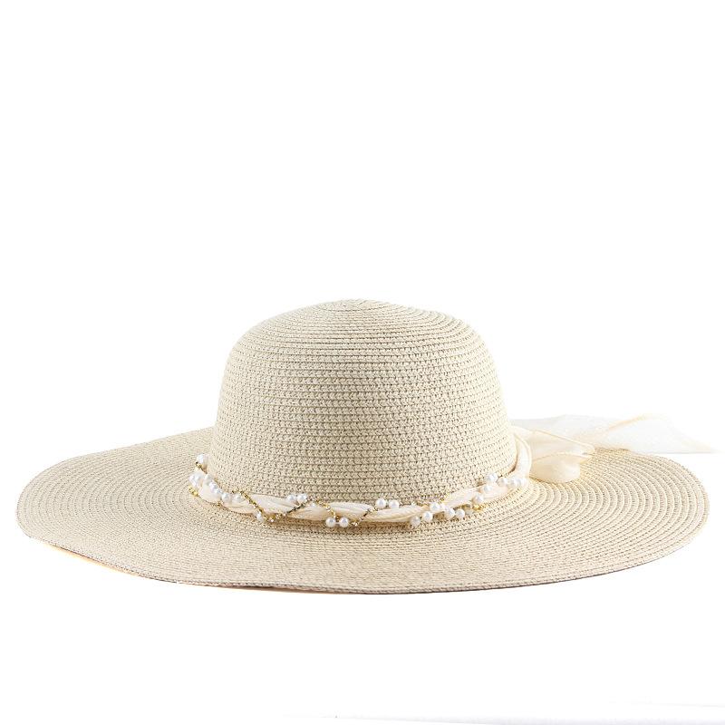 Women's Summer Straw Hat with Large Edges for Sunscreen and Vacation Dome Sun Hat