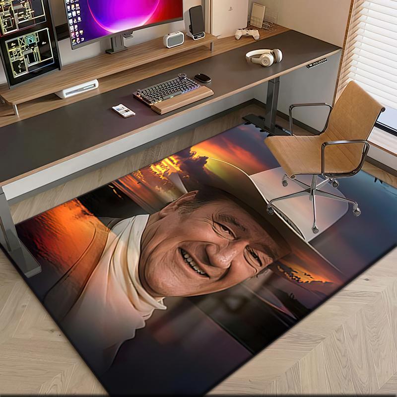 1pc John Wayne's vintage cowboy poster Carpet Rug for Living Room Bedroom Home Sofa Decoration,Kids play Non-slip Floor Mat