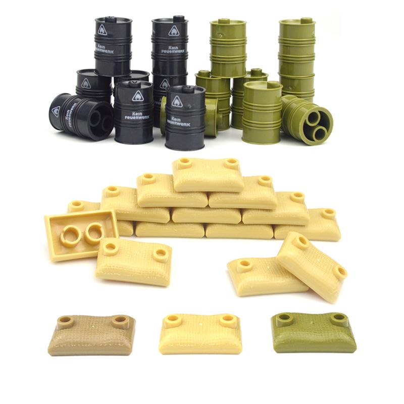 Military Germany Black Chemistry Oil Drum Building Block Diy Army WW2 Figures Guard Model City Special Forces Set Gift Toys