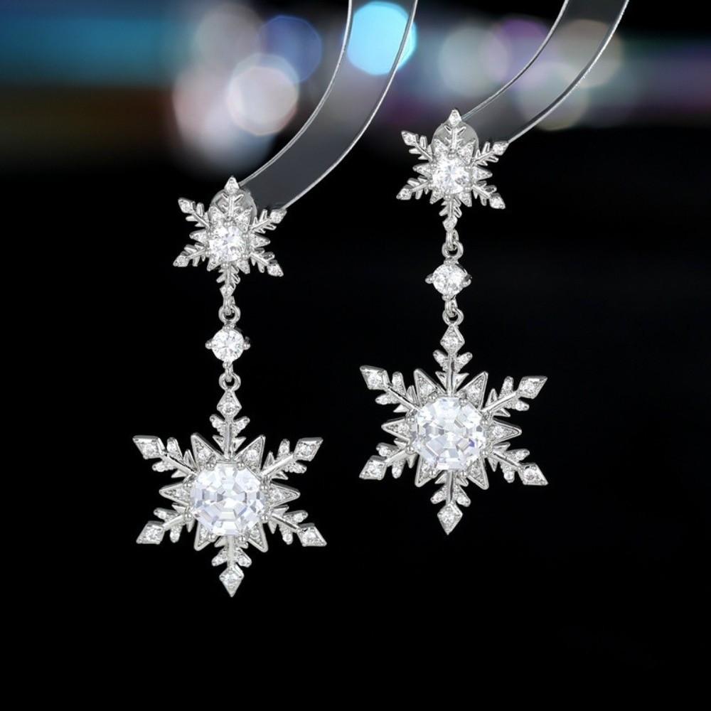 Sparking Snowflake Earrings Luxury Pearl Studs New Year Party Xmas Earrings Women Gift