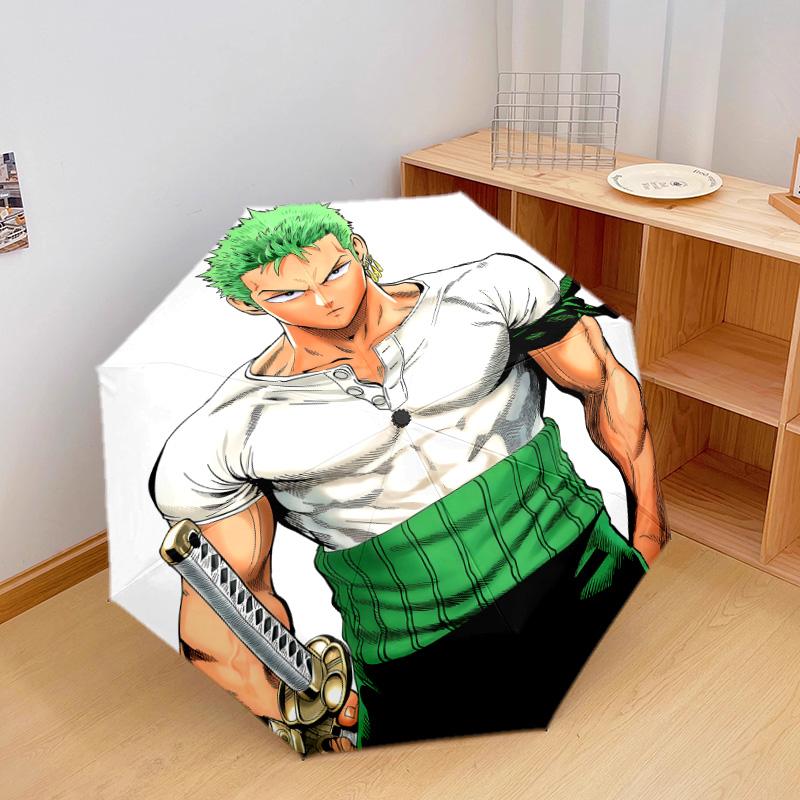 1 Stück Automatischer Faltregenschirm - Roronoa Zoro Muster Tragbares faltbares Design mit 8 Speichen Weihnachts-Geburtstagsgeschenke