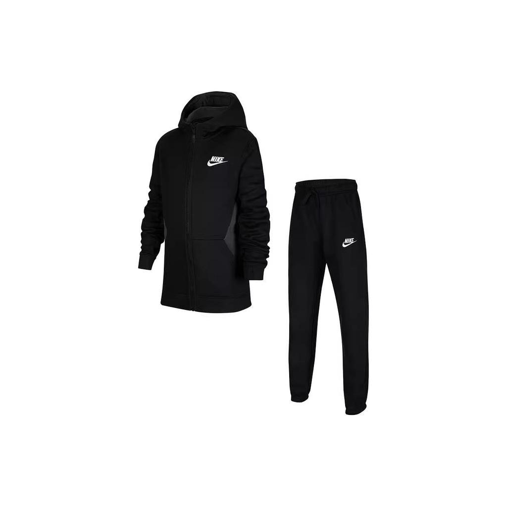 Nike Logo Printed Hooded Fleece Warm Casual Sports Suit Kids Suit Black CJ4342-010