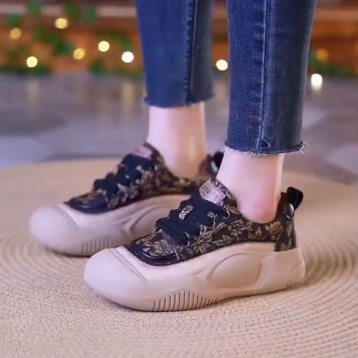 2025 Autumn Casual Shoes Fashionable Versatile Sports Soft Sole Soft Surface Low-top Niche Ugly Cute Canvas Shoes Simple