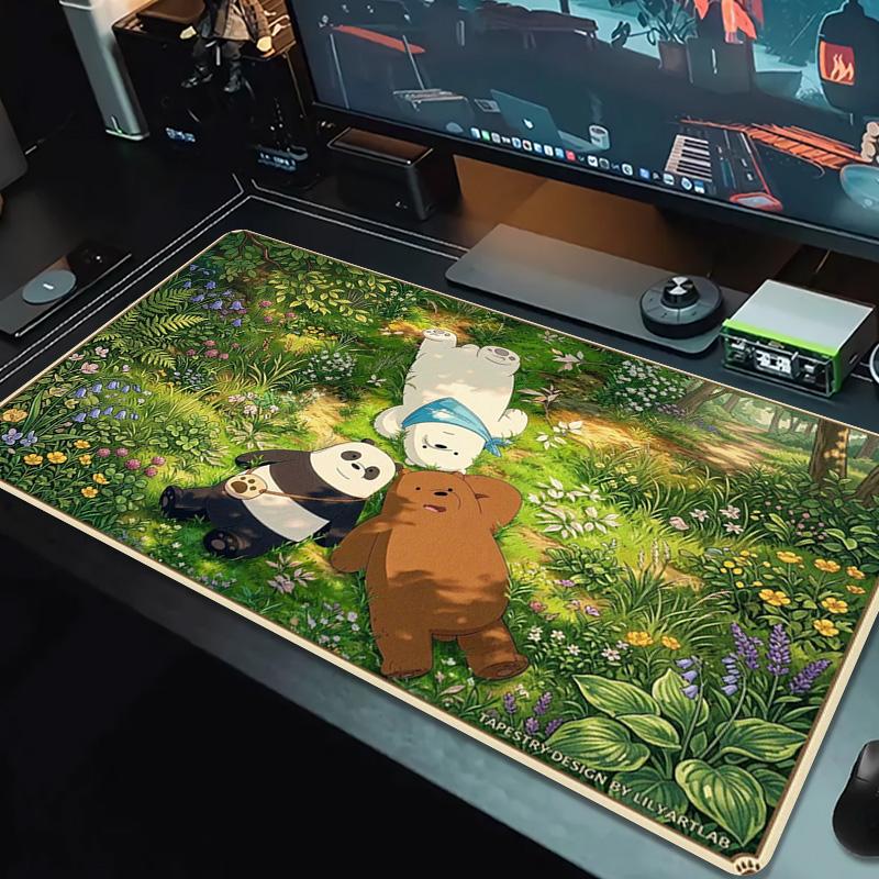We Bare Bears Color Mouse Pad Large Gaming Table Cushion Non-slip Laptop Tablet Big Mousepad XXL Mat Mini PC Playmat With Lock Edge