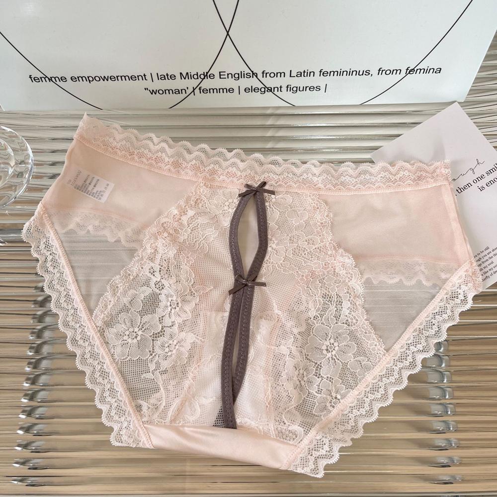 Women's Panties Sexy Thin Underwear Hollow Bow Underwear Soft Breathable Waist Intimates Lace Flower Pattern Super Comfortable