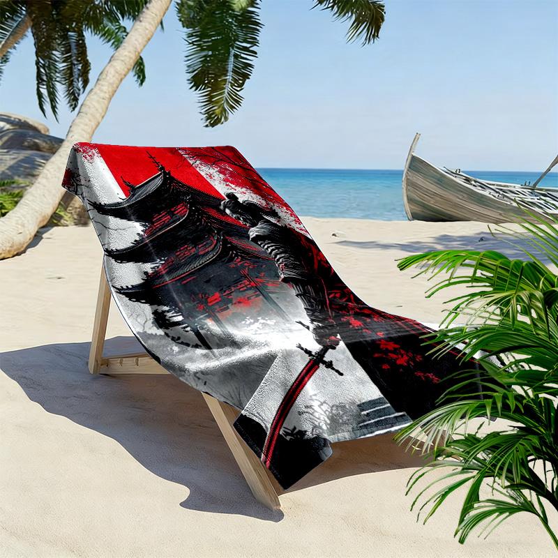 Toalla de Playa con Estampado de Samurái Japonés, Toalla Grande Suave de Secado Rápido para Playa, Camping, Natación