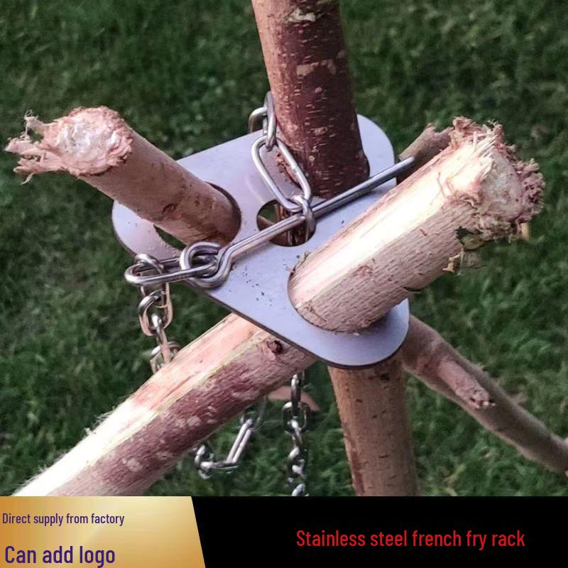 Portable Stainless Steel Folding Tripod for Camping: Outdoor Campfire Stand & Hanging Pot