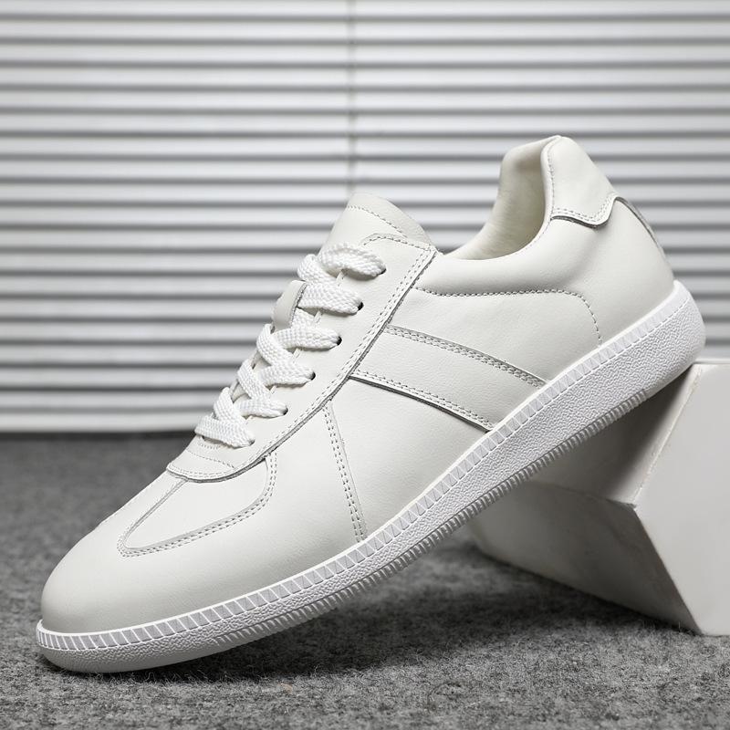 Men S Full Genuine Top Layer Cowhide White Skate Shoes, Korean Fashion Trendy German Trainers, Versatile All-Leather Casual Daily Sneakers 38 белый