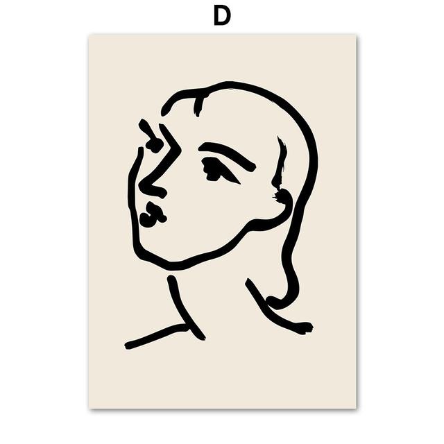 Abstract Matisse Girl Vase Coral Leaf Sun Wall Art Canvas Painting Nordic Posters And Prints Wall Pictures For Living Room Decor