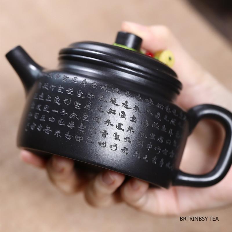 220ml Yixing Handmade Purple Clay Teapot Household Hand-carved Zisha Tea Pot Beauty Tea Infuser Kettle Chinese Tradition Tea Set