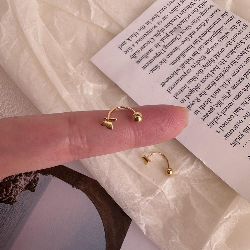 

24K Gold Original Simplicity Cute and Compact Butterfly Screw Hook Studs Female Removal-Free before Sleep Ear-Caring Earrings