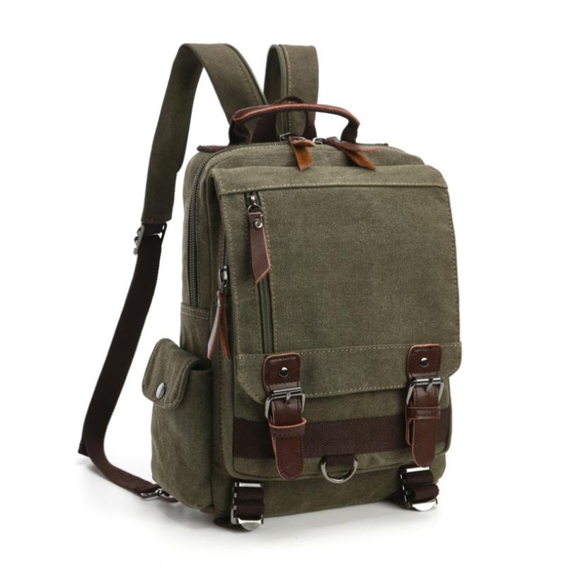 European American Retro Unisex Canvas Backpack Fashion Simple Solid Color Business Commuting Computer Bag Outdoor Leisure Portable Travel Knapsacks