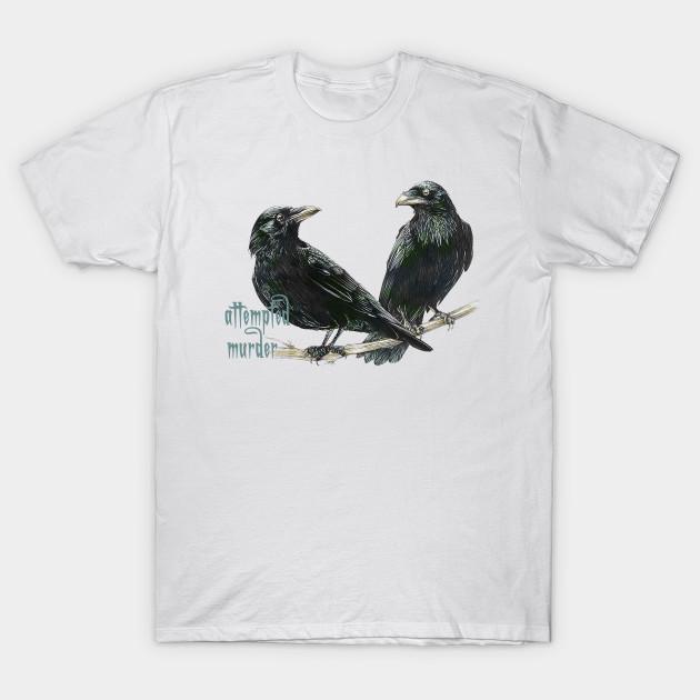 Men Black Print T-shirt A Murder Of Crows - Attempted No-Cut Transfer Paper Print Cotton Tshirt S