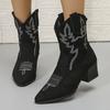 Fashion Embroidered boots for women in plus size thick heel retro ethnic style comfortable versatile anti slip temperament women's shoes
