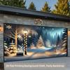 A backdrop a backdrop with illuminated streetlights in the snow for the garage scene 100% polyester banner