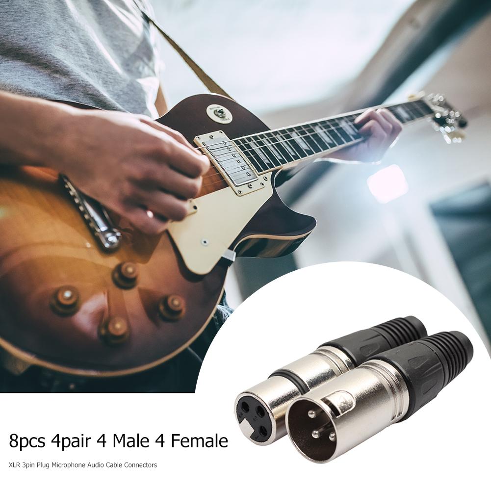 8pcs XLR Adapter 3Pin Male Plug and Female Jack Microphone Audio Cable Connector