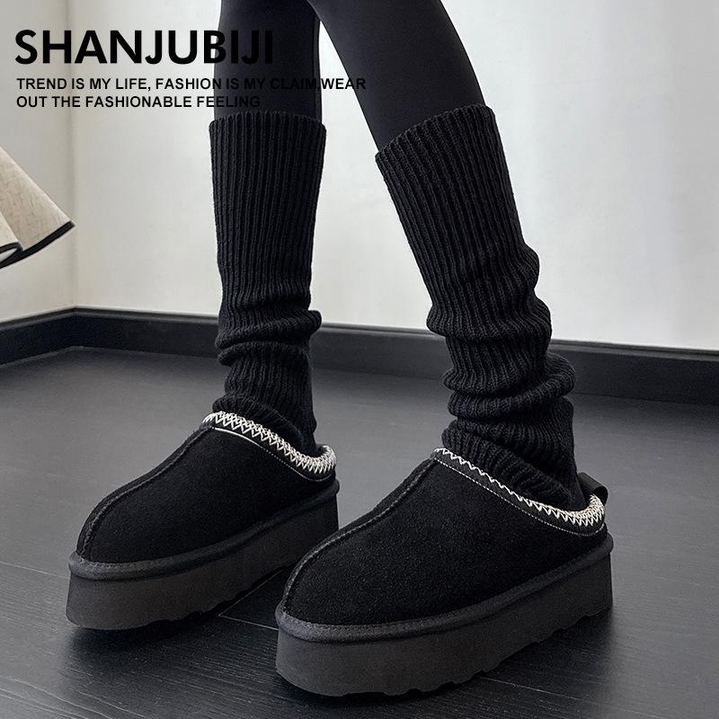 New Autumn And Winter Knitted Socks Cover Jk Stacking Socks Cover Men And Women Vertical Pattern Thin Y2K Warm Leg Cover With Snow Boots