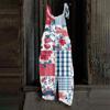 Women's One-piece Pants With Retro Prints, Casual Loose Retro Straps, And Cotton And Linen