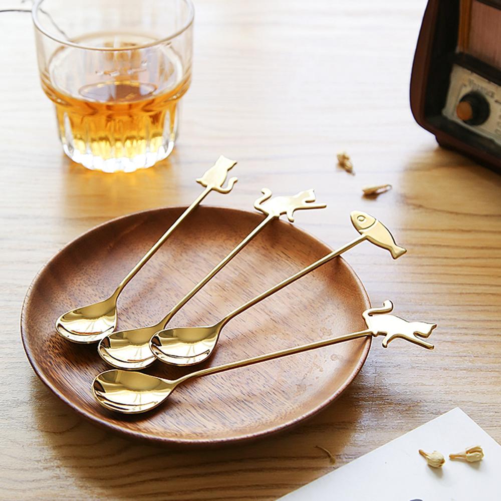 Dessert Cute Mixing Cat Home Stainless Steel Stirring Tool Milk Spoon Coffee Accessories Teaspoon