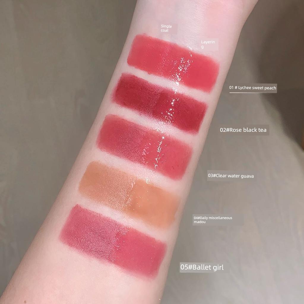 Kakashow Double-Ended Lip Gloss, Non-Fading, Non-Stick, Mirror-Like, Glossy Matte, Nude Color, Low Saturation, Non-Drying Lip Mud