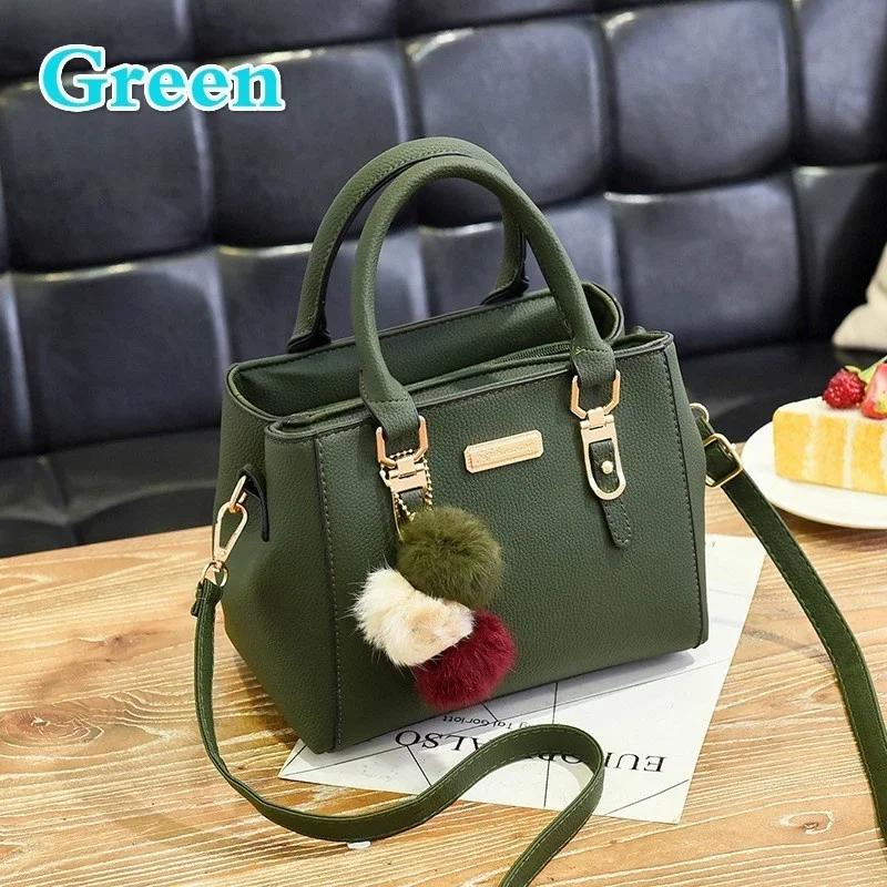 Fashion Women Hairball Shopper Totes Solid Color PU Leather Large Capacity Handbag Ladies Luxury Designer Crossbody Shoulder Bag