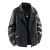 Men's fashion lapel new coat top simple retro casual loose jacket motorcycle leather jacket