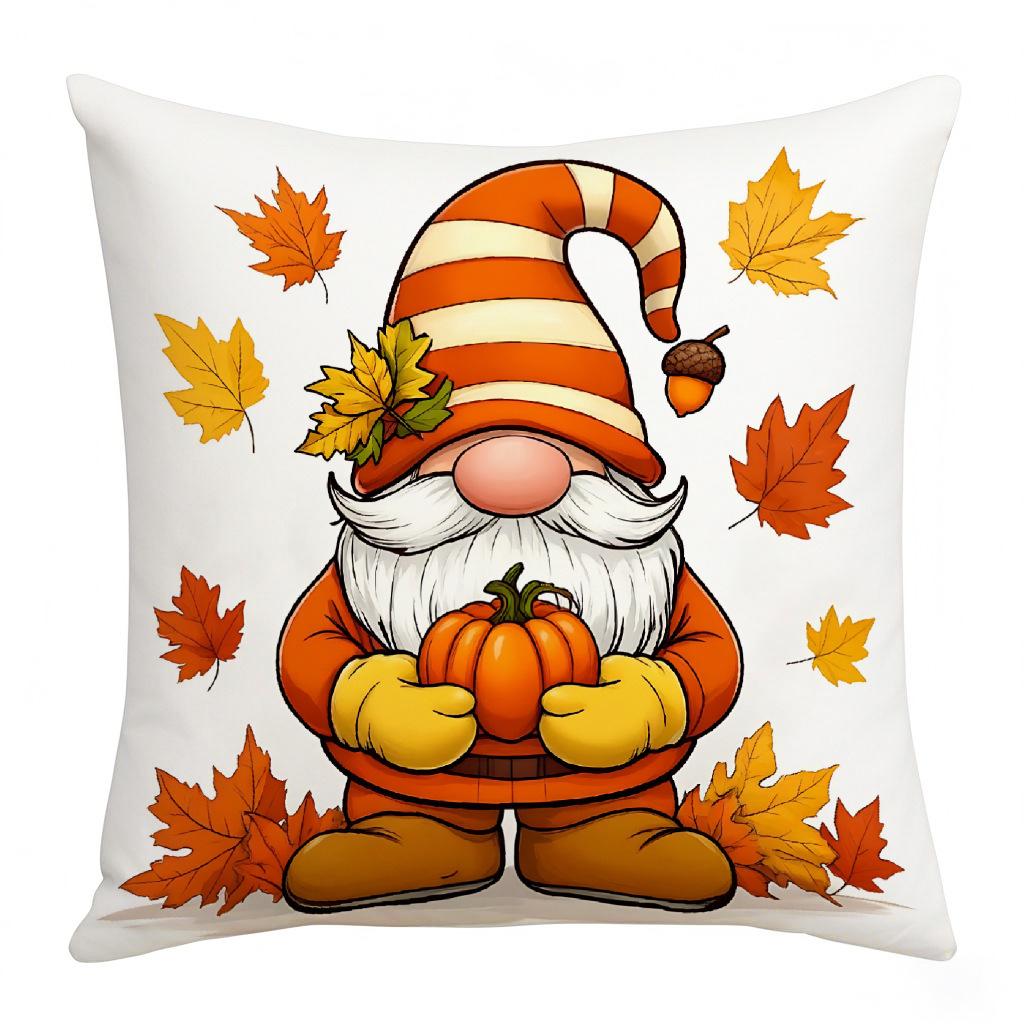 Thanksgiving Maple Leaf Pumpkin Element Warm Color Cozy Pillow Cover Home Decoration Living Room Home Pillow Cushion Cover