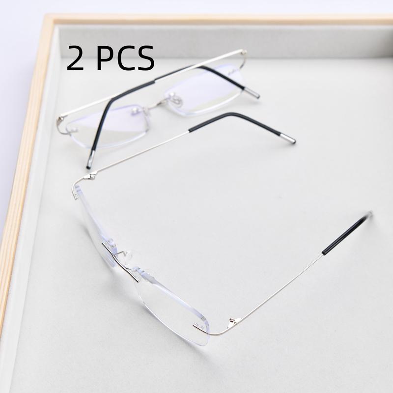 2Pcs Suit Luxury Frameless Cutting Reading Glasses Men Business Rimless Eyeglasses Women Ultra-Light Presbyopia Eyewear