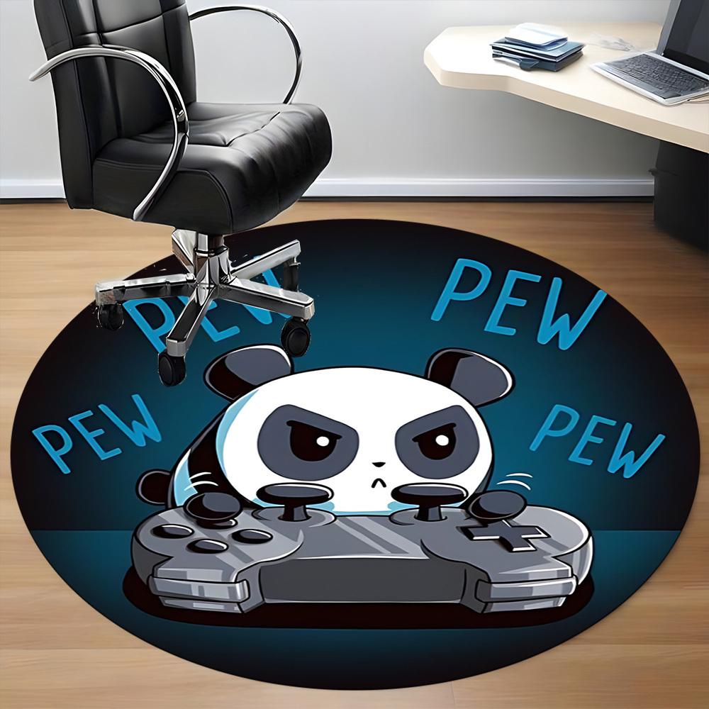 1pc Panda Gaming Office Round Area Rug, Indoor Mat Suitable For Office, Under Office Chairs Bedroom Living Room Home Decor, Room Deco, 079