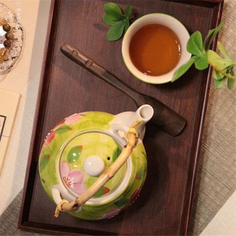 Keramik Blumen Teegeschirr 1 Teekanne mit 4 Teetassen Schöne Hochwertige Porzellan Kanne Tassen Set Geschenk Dropshipping