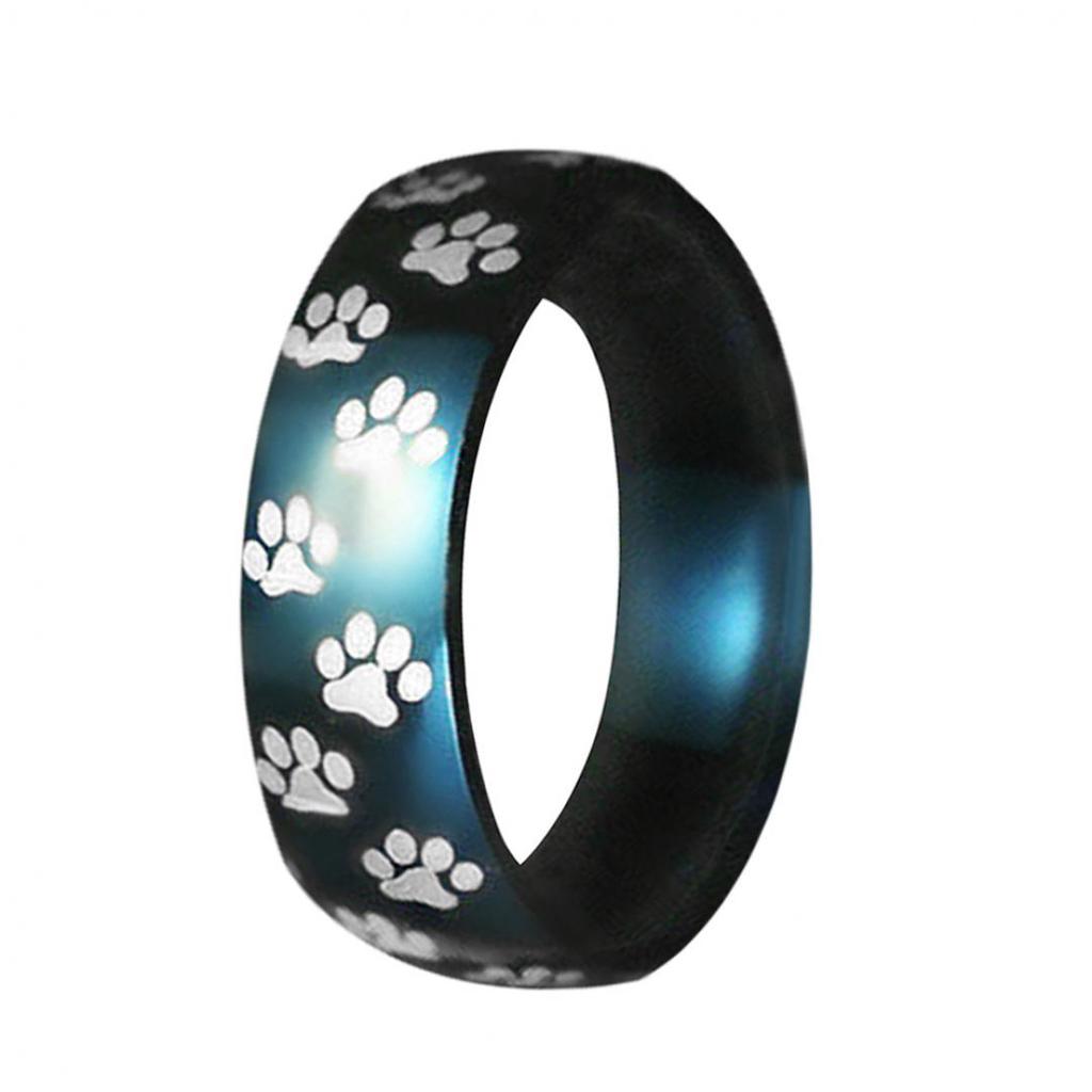 Men Women Cute Animal Paw Print Titanium Steel Finger Ring Jewelry Birthday Gift