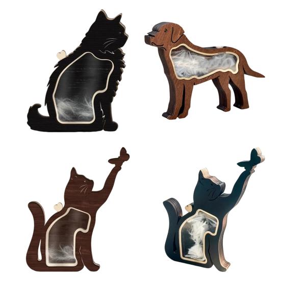 Caja Conmemorativa para Pelo de Mascota Superficie para Grabado DIY Caja de Recuerdos Hecha a Mano Ventanas Antimanchas Compartimento Sellable Caja para Pelo de Mascota
