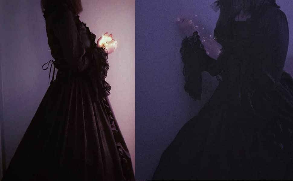 [Housaku Co., Ltd.] Gothic Lolita Lolita Long-Sleeved Long Dress One-Piece Dress for Concerts, Stage Performances, Recitals, Costumes, Authentic Cospl