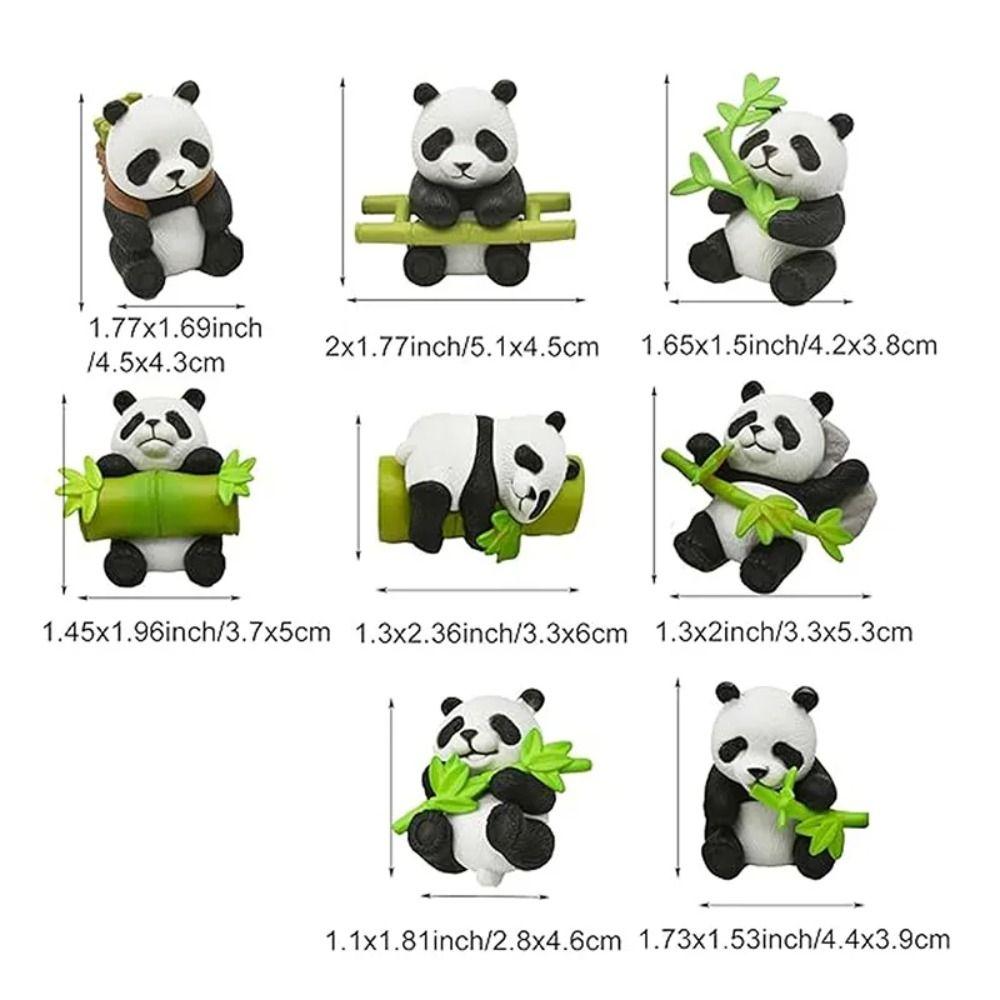 8pcs Lifelike Miniature Panda Figurines Cartoon Animal Statues Panda Ornament  Fairy Gardens