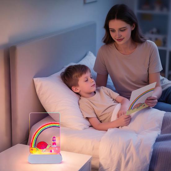 Kids LED Note Board Glow-in-the-Dark Doodle Board with Colorful Lights Reusable Writing Tablet Night Light for Home Decor