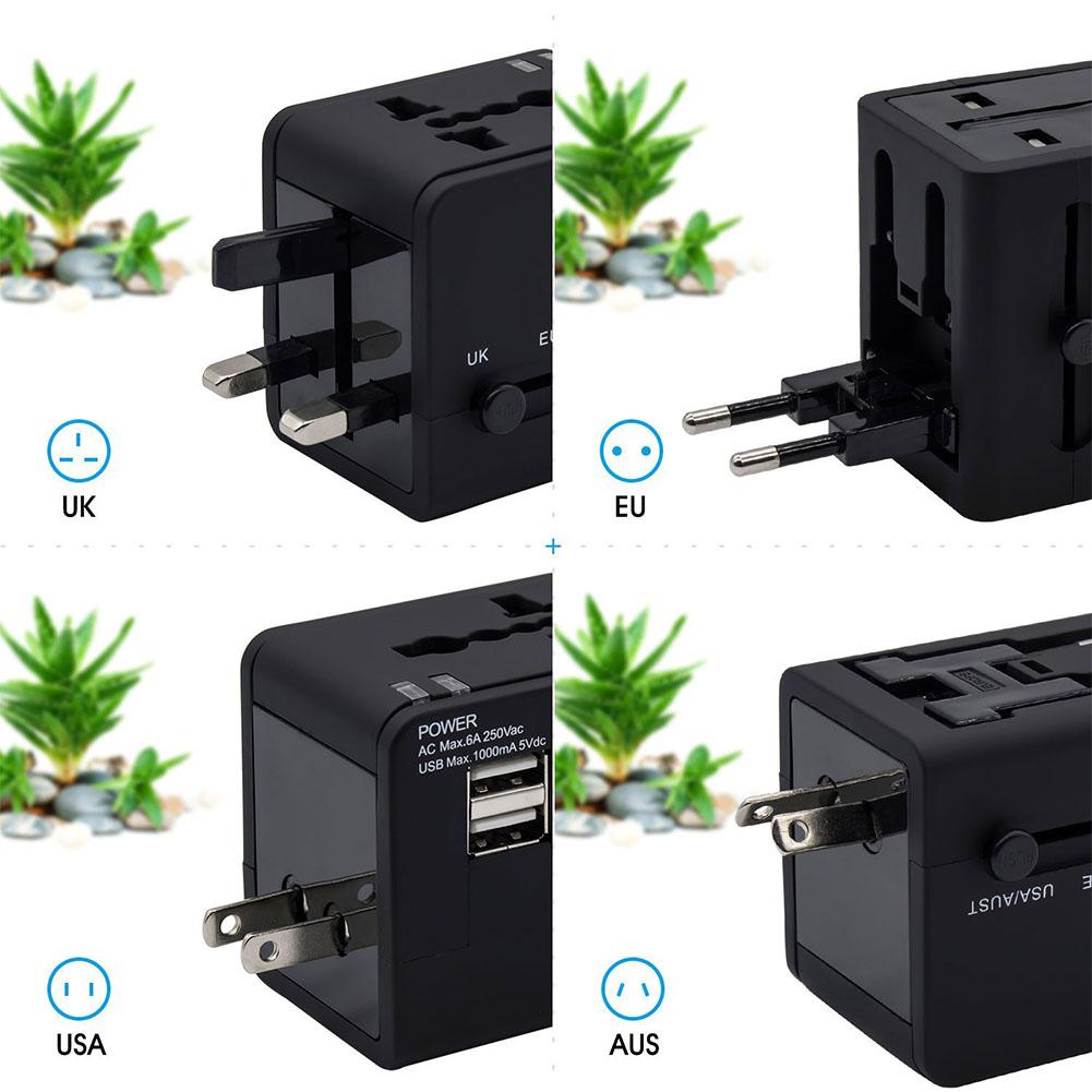 Multifunctional Universal World Travel Power Adapter Dual USB Port Wall Charger Conversion Socket