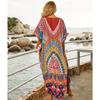 Vestido Bohemio Estampado Holgado Verano Playa Caftán Marroquí Mujer Talla Grande Ropa de Playa Vestido Midi con Borlas