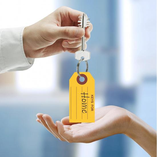 500 Pcs Key Tags with Rings 1.38 X 2.76 Inches Key Chain Tags Labels for Box Keychain Office Shop Car Supplies(Yellow)