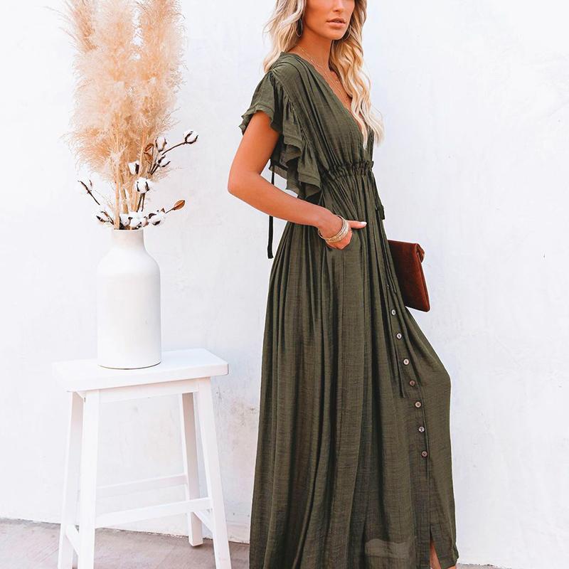 

IELGY летняя длинная пляжная блузка из бамбуковой ткани с пуговицами и солнцезащитным кремом в стиле взрыва One size чёрный/зелёный