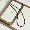 Niche Design Black Spinel & Freshwater Pearl Necklace in Titanium Steel