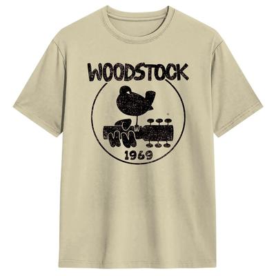 T-shirt Harajuku WoodStock 1969 T-shirts en Coton T-shirt pour Hommes Été Super Décontracté Court